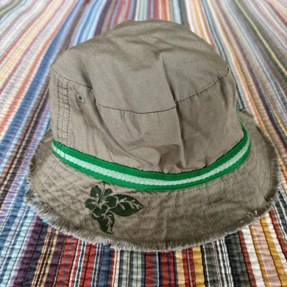 Old Navy Kids Bucket Hat Reversible Khaki & Blue Plaid Large